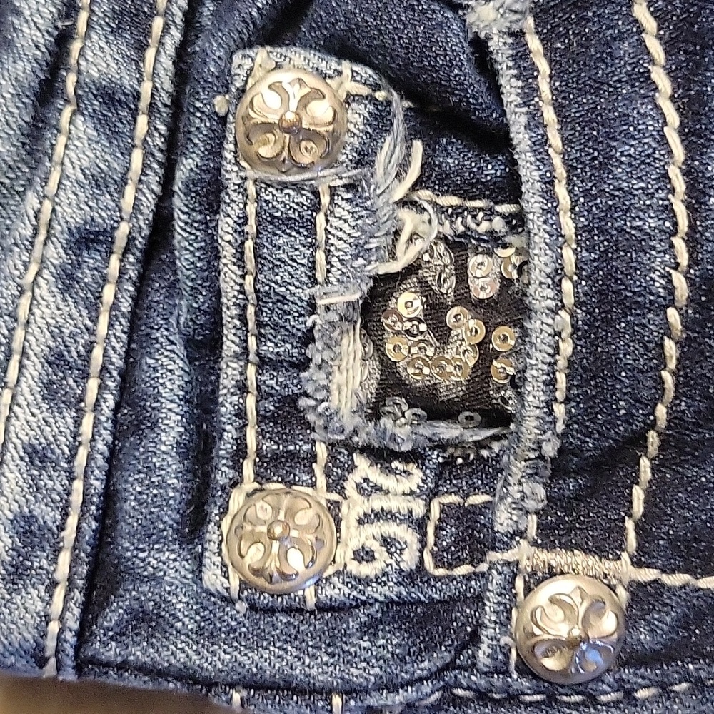 MISS ME JEANS bejeweled boot cut jeans style: JP5002-34R size 28 EUC Y2K fashion - Picture 5 of 11